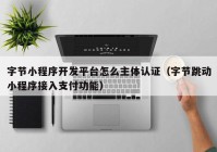字节小程序开发平台怎么主体认证（字节跳动小程序接入支付功能）